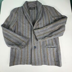 Irish Tweed Wool Blazer Womens M Donegal Stripe Jacket‎ Academia Boho